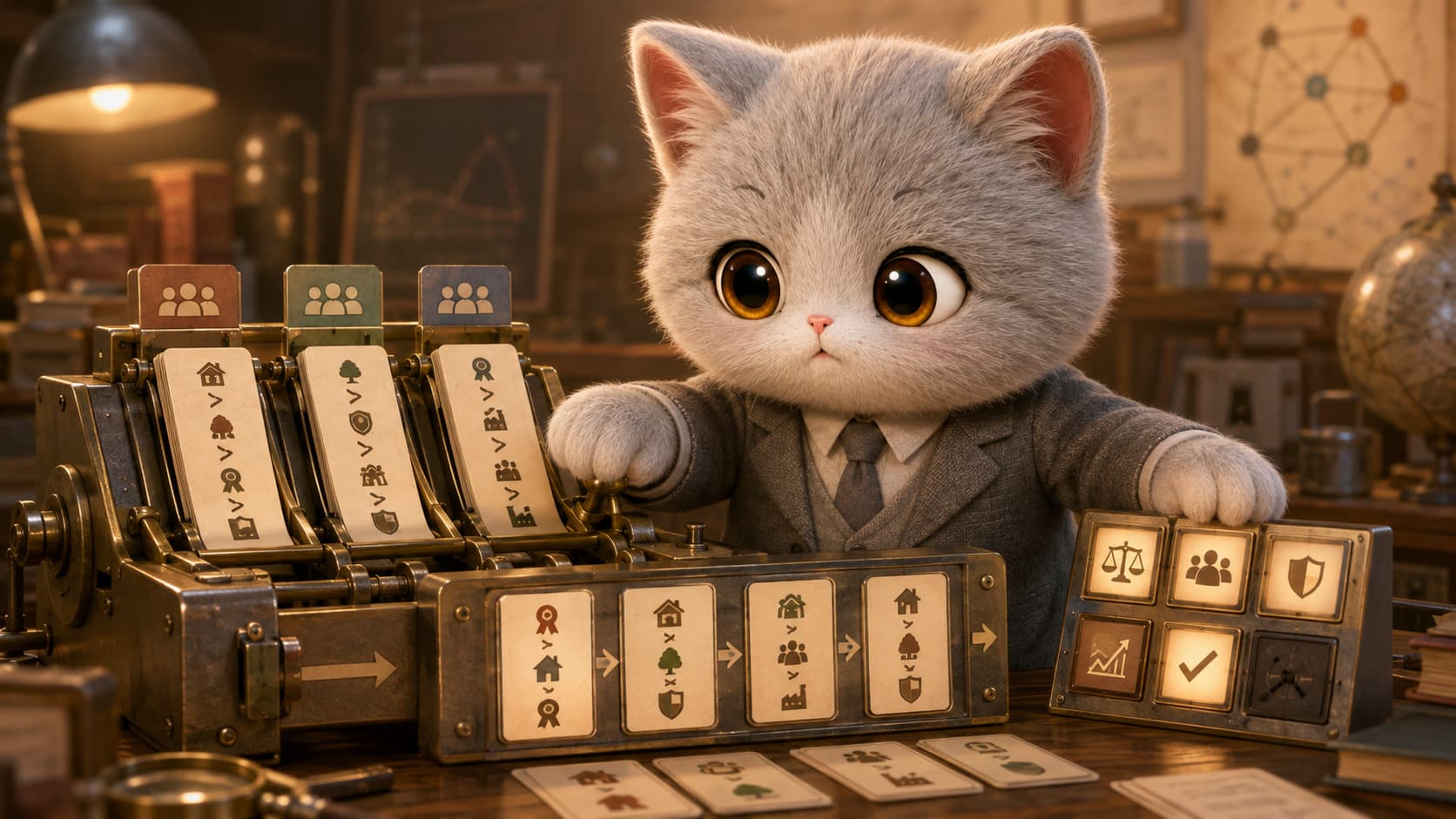 Kenneth Arrow Cat adjusts a collective-choice rule and watches one ideal condition switch off.