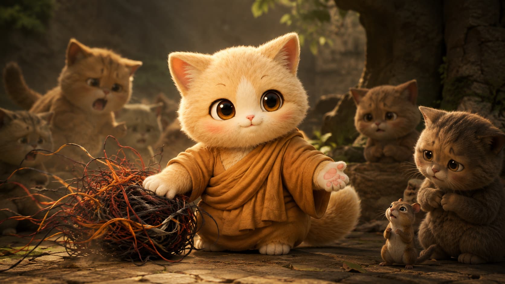 Siddhartha Gautama Cat pauses a tangle of anger and fear and turns toward the lives affected by it.