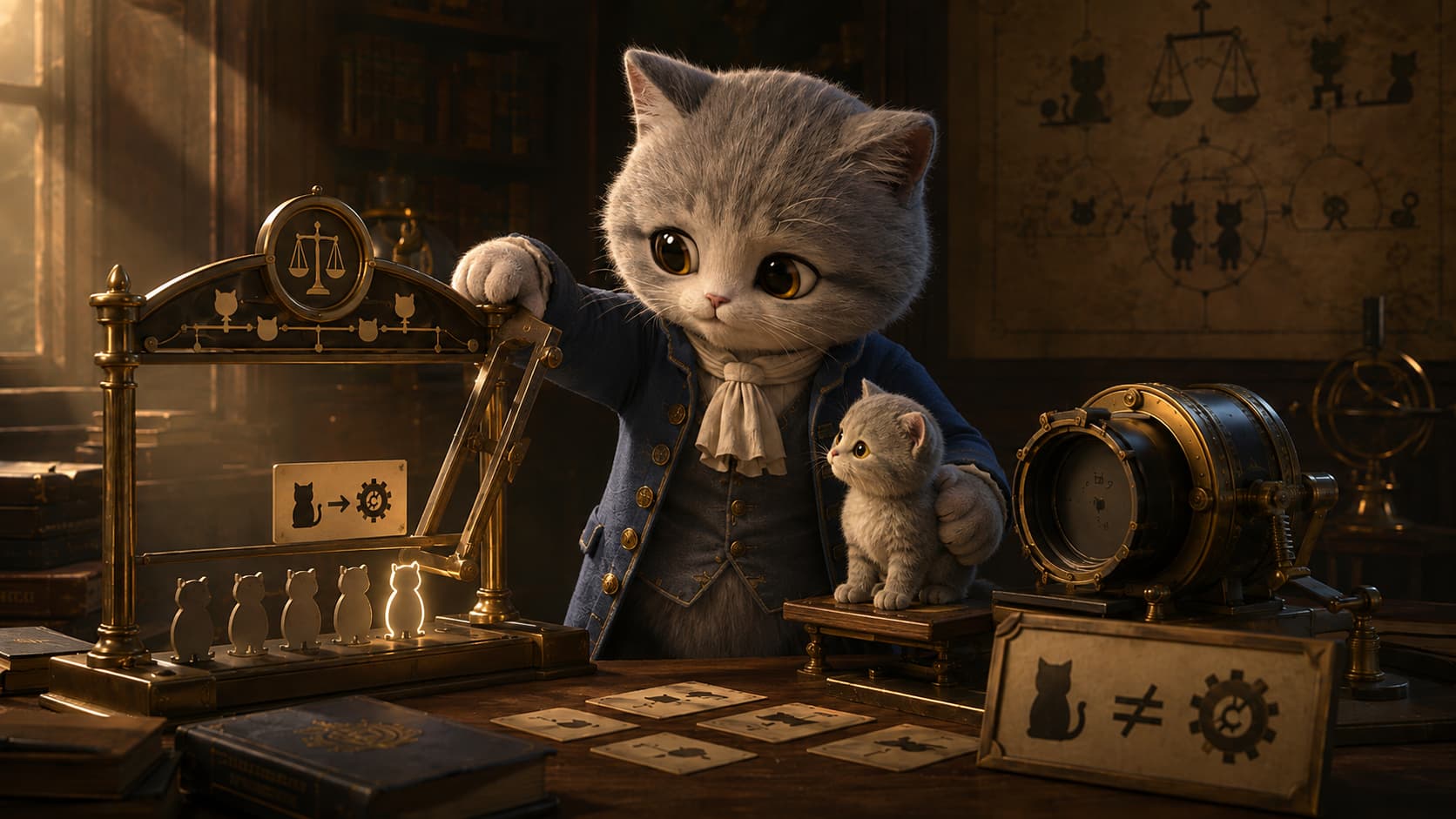 Immanuel Kant Cat tests a personal action in a shared-principle model and removes a kitten model being used merely as a tool.